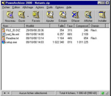 Copie d'cran de Power Archiver 2000